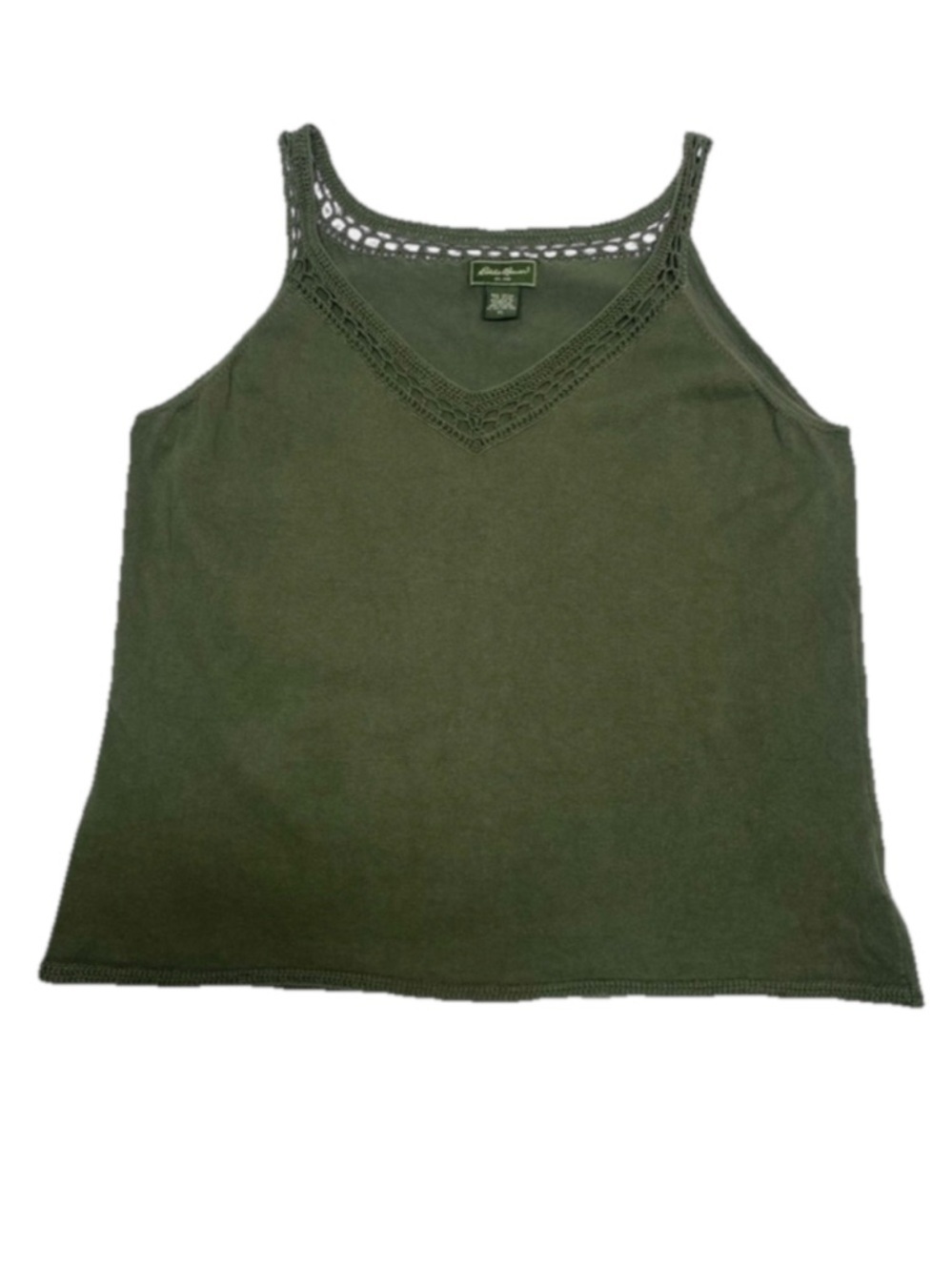 Eddie Bauer Women's Crochet-Trim Tank Top Olive Green Size XL